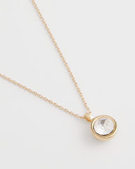 Chico's - Bezel Set Pendant Goldtone Necklace