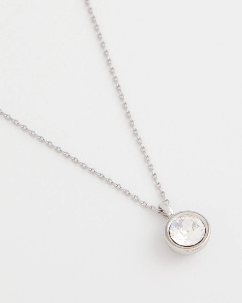 Chico's - Bezel Set Pendant Silvertone Necklace