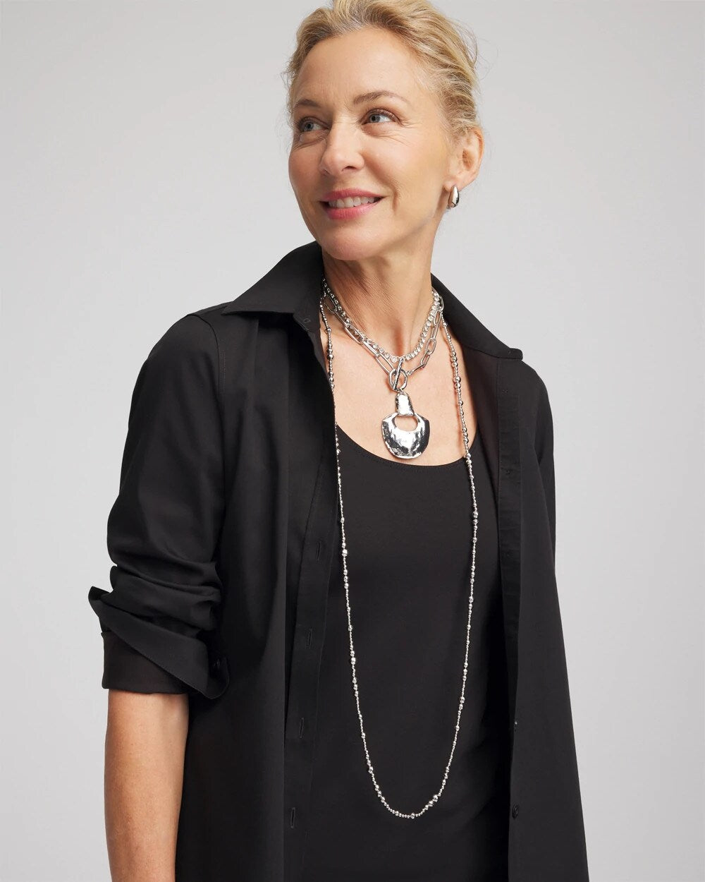 Chico's - Silvertone Tennis Necklace