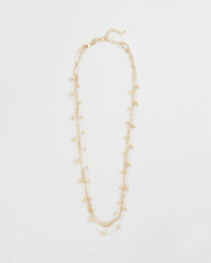 Chico's - Multistrand Beaded Goldtone Necklace