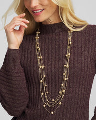 Chico's - Multistrand Beaded Goldtone Necklace