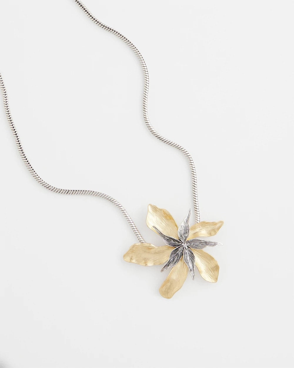 Chico's - Chico's Originals Mixed Metal Flower Pendant Necklace