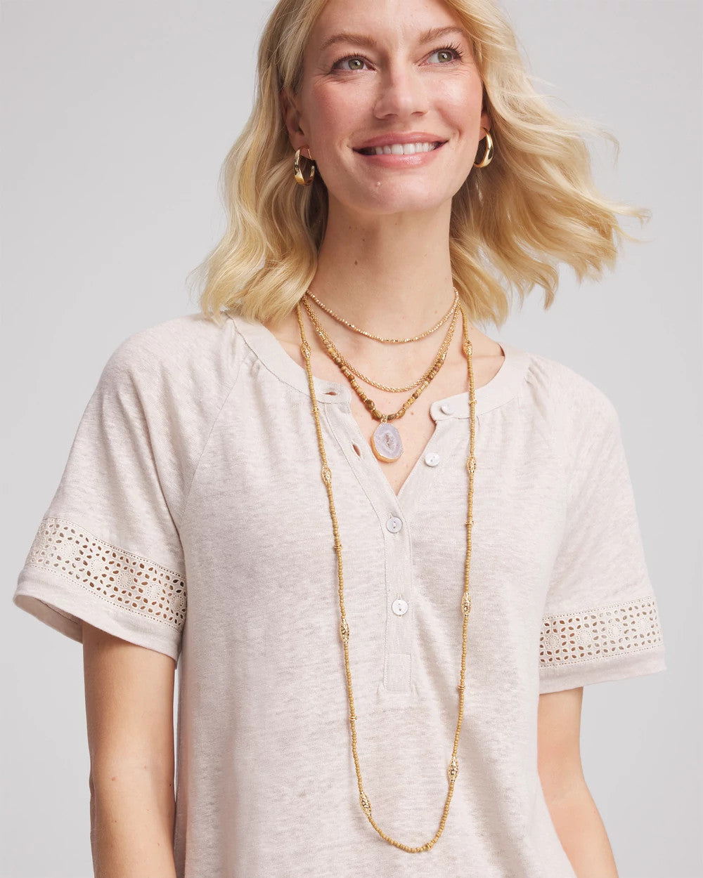 Chico's - Long Goldtone Seed Bead Necklace