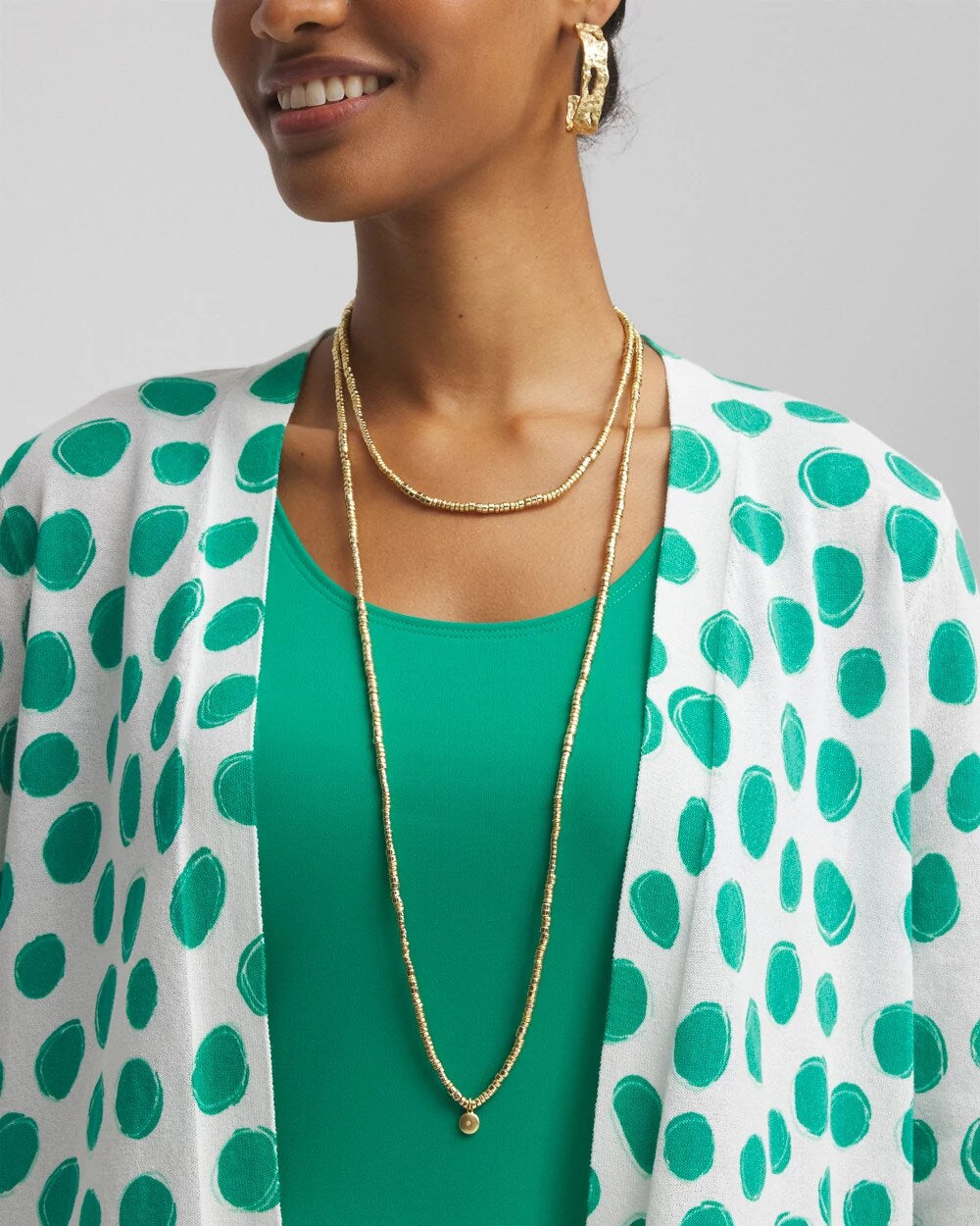 Chico's - Long Goldtone Seed Bead Necklace