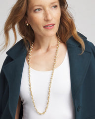 Chico's - Faux Pearl Single-Strand Link Chain Necklace