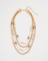 Chico's - Multistrand Gold & Pink Tone Necklace