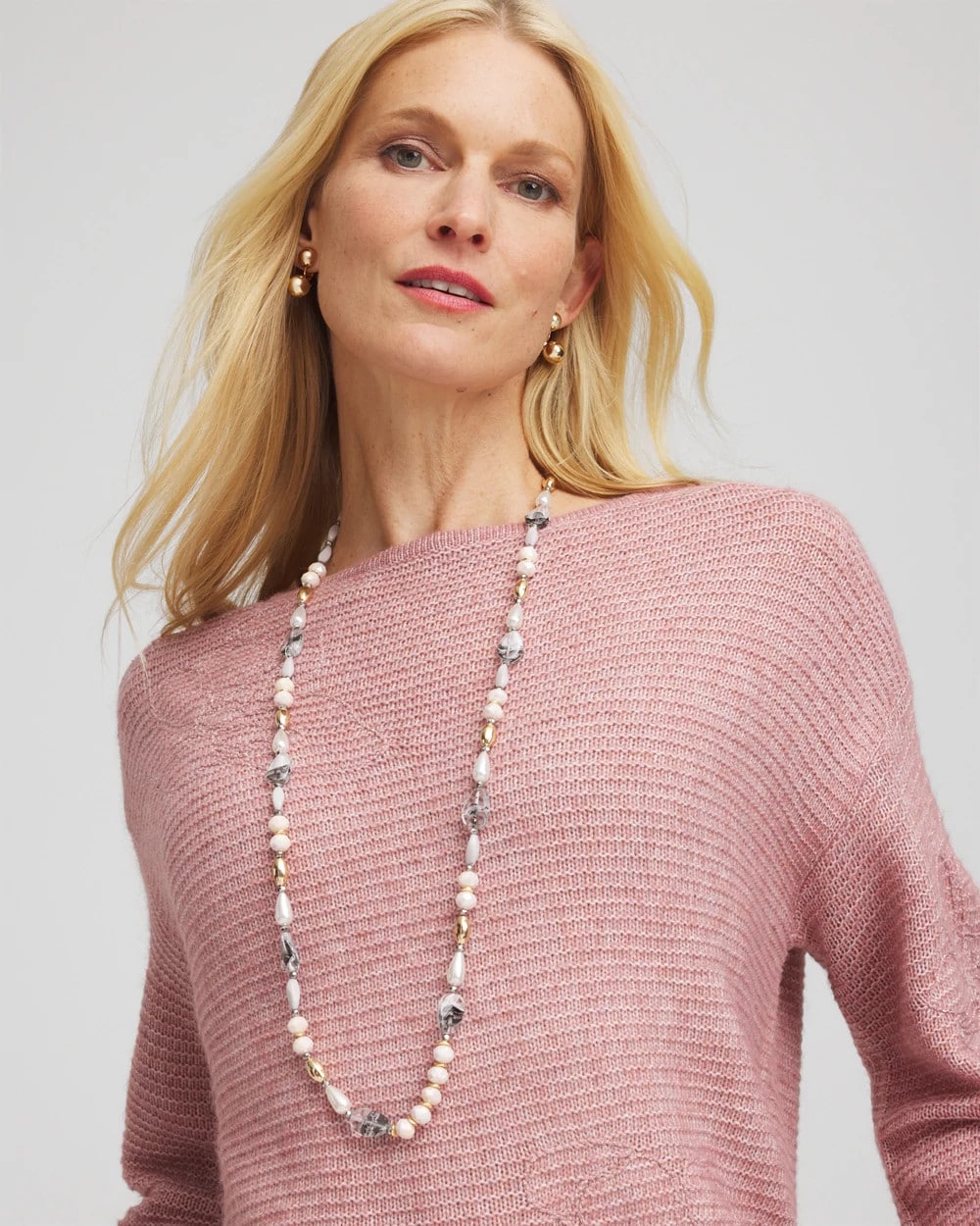 Chico's - Pink Art Deco Beaded Necklace