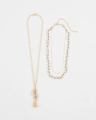 Chico's - Convertible Rose Quartz Pendant Necklace