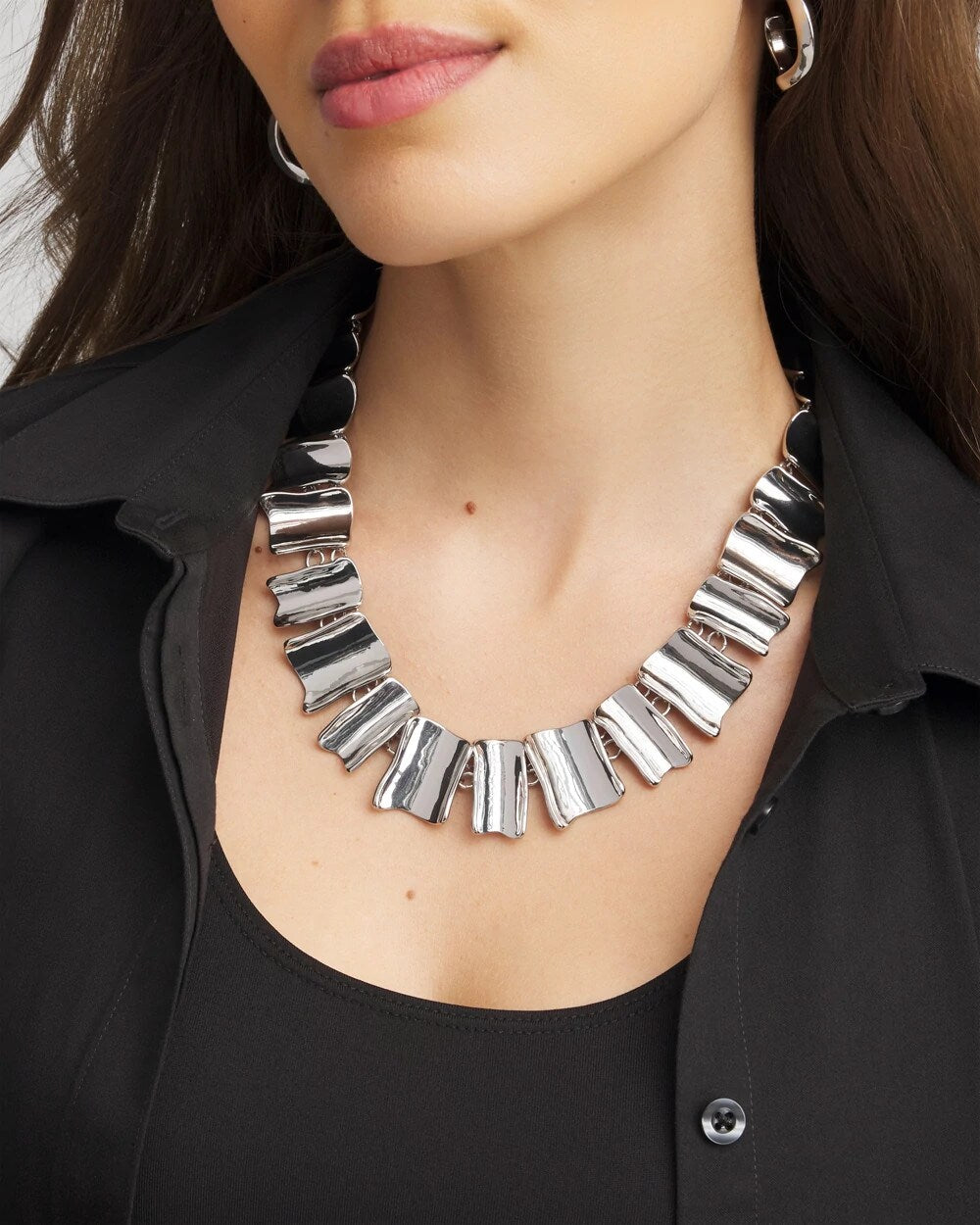 Chico's - Silver Wave Collar Necklace