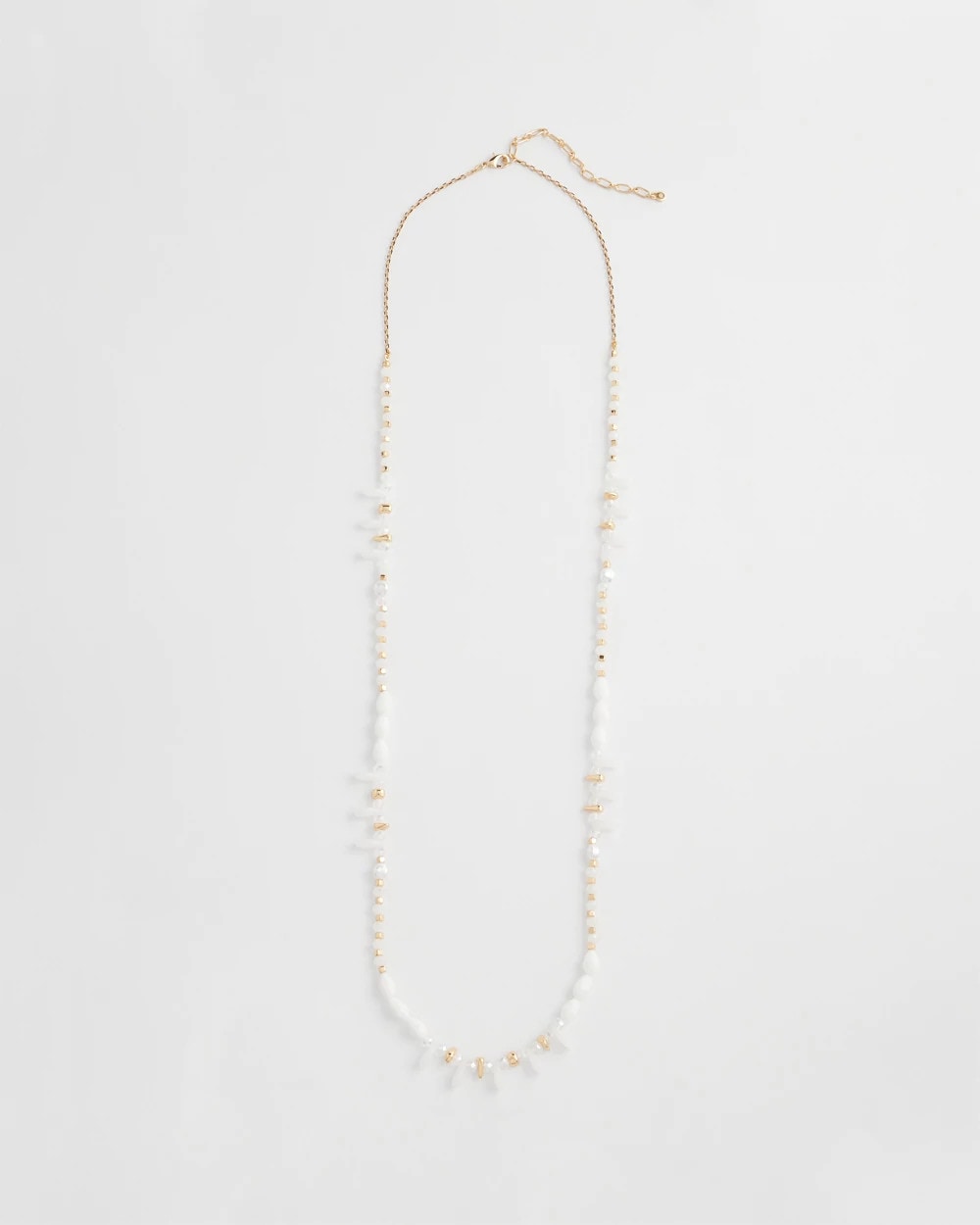 Chico's - White Beaded Single Strand Necklace