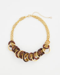 Chico's - Wood & Gold Short Necklace
