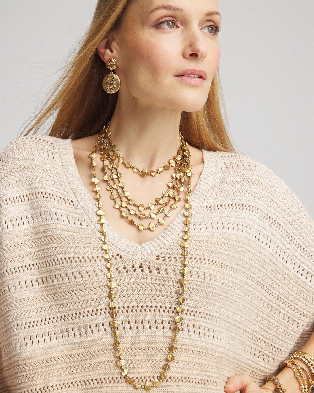 Chico's - Goldtone Nugget Collar Necklace
