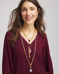 Chico's - Convertible Three-Strand Stone Pendant Necklace