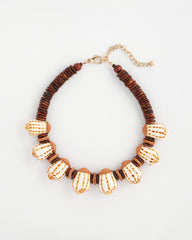 Chico's - Shell & Wood Bib Necklace