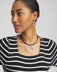 Chico's - Silver Tone Rings Pendant Necklace
