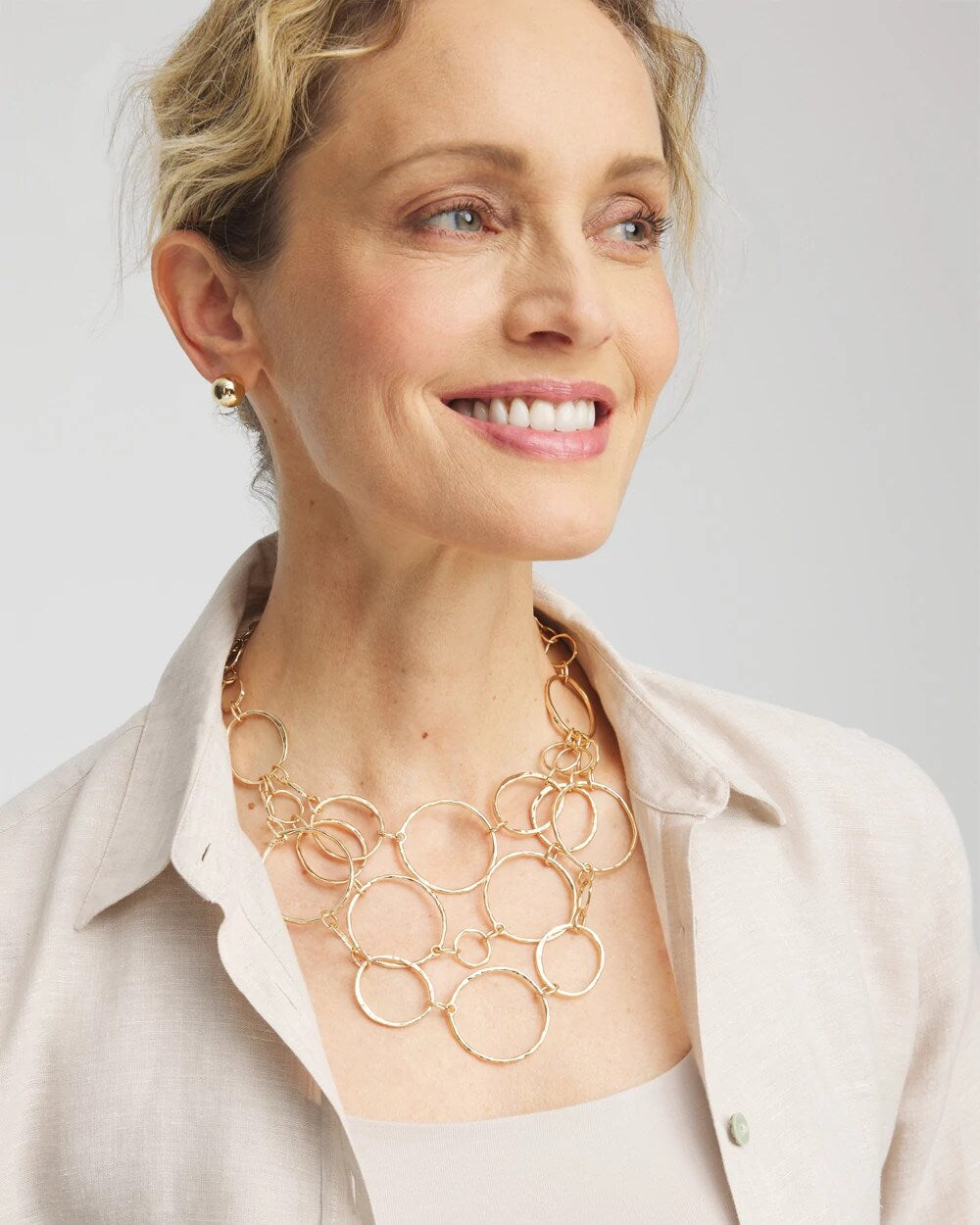 Chico's - Short Goldtone Multi-Strand Link Necklace