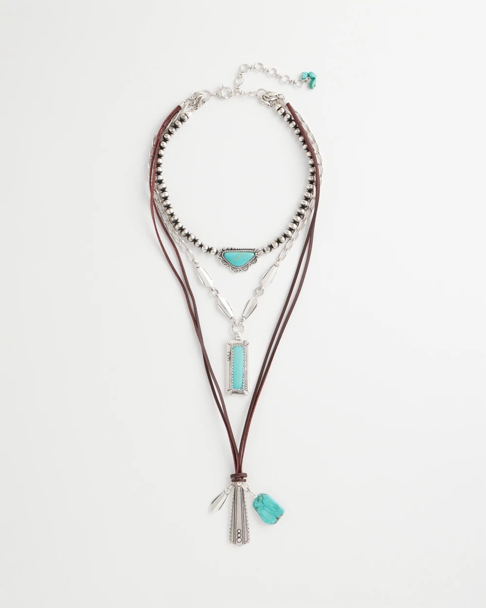 Chico's - Convertible Turquoise & Charms Motif Necklace
