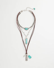 Chico's - Convertible Turquoise & Charms Motif Necklace
