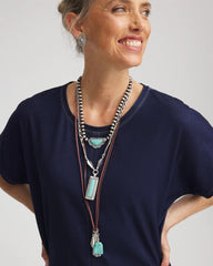 Chico's - Convertible Turquoise & Charms Motif Necklace