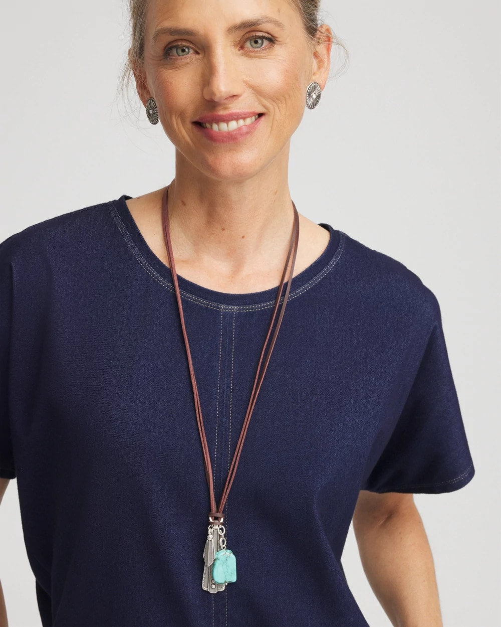 Chico's - Convertible Turquoise & Charms Motif Necklace