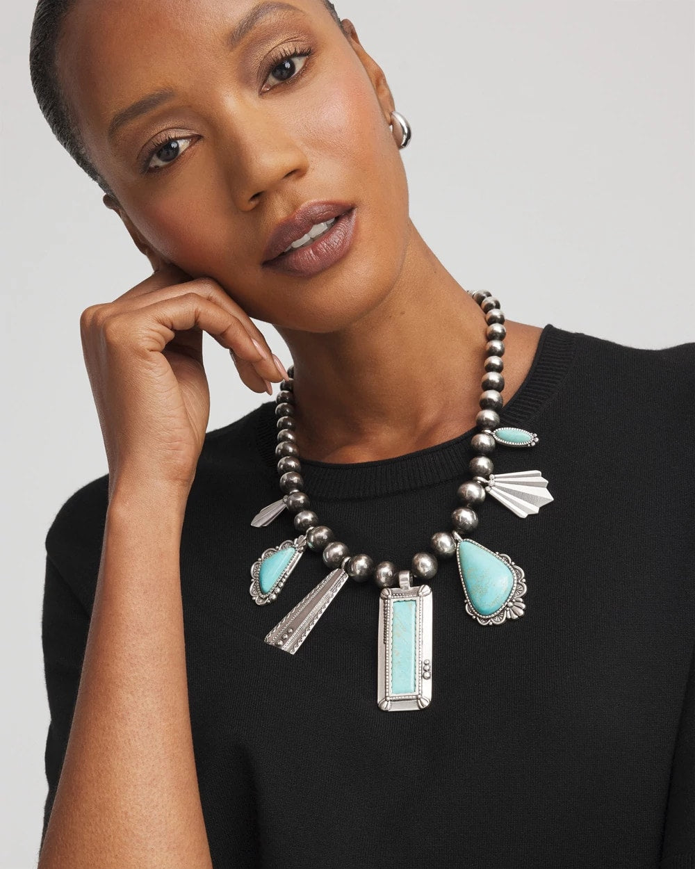 Chico's - Chico's Originals Turquoise & Charms Motif Collar Necklace