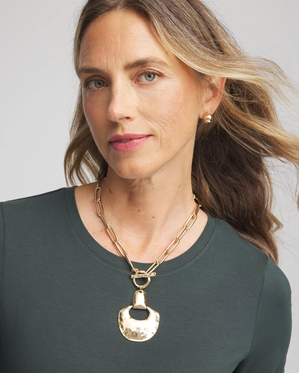 Chico's - Goldtone Toggle Pendant Necklace
