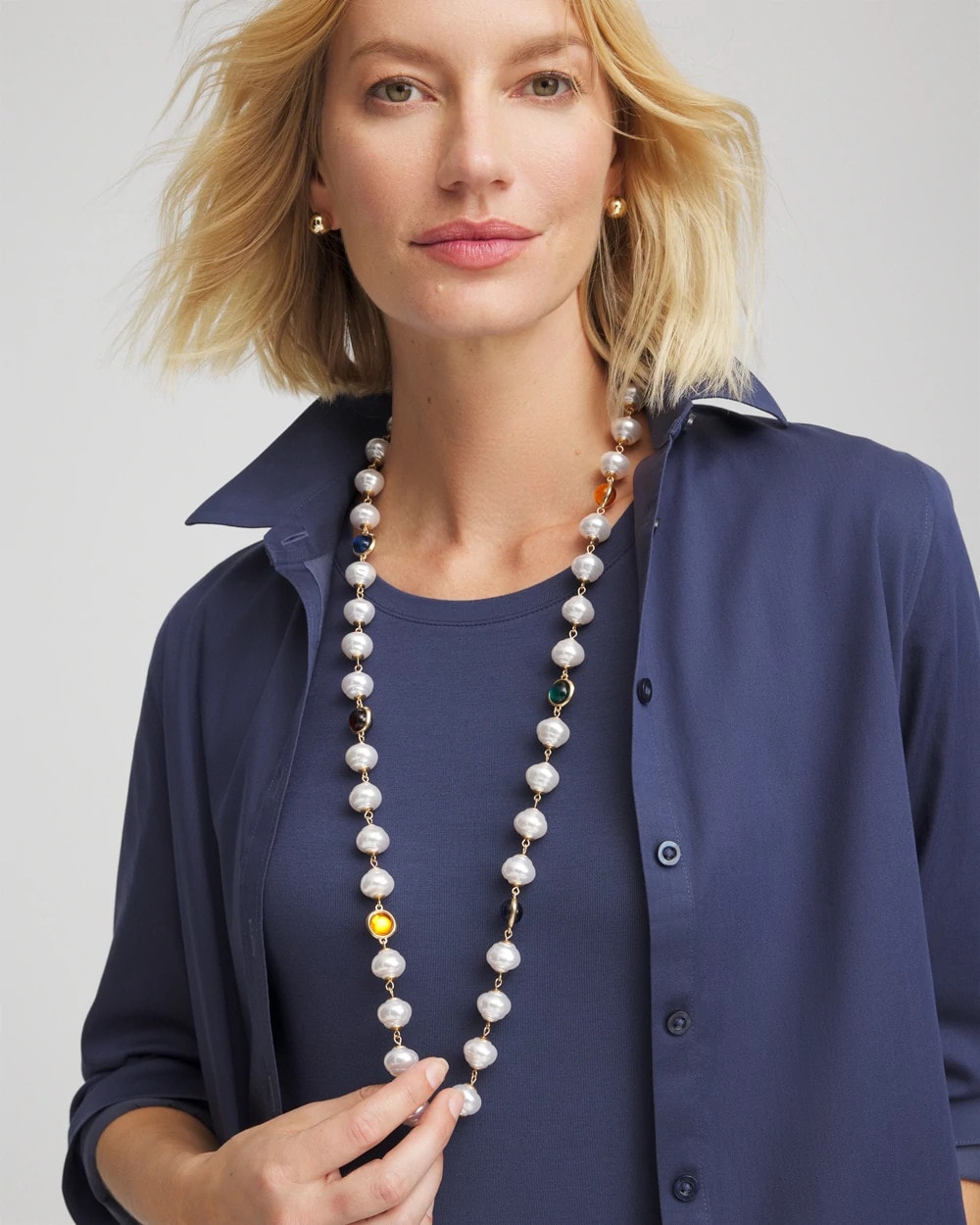 Chico's - Beaded Faux Pearl Single-Strand Necklace