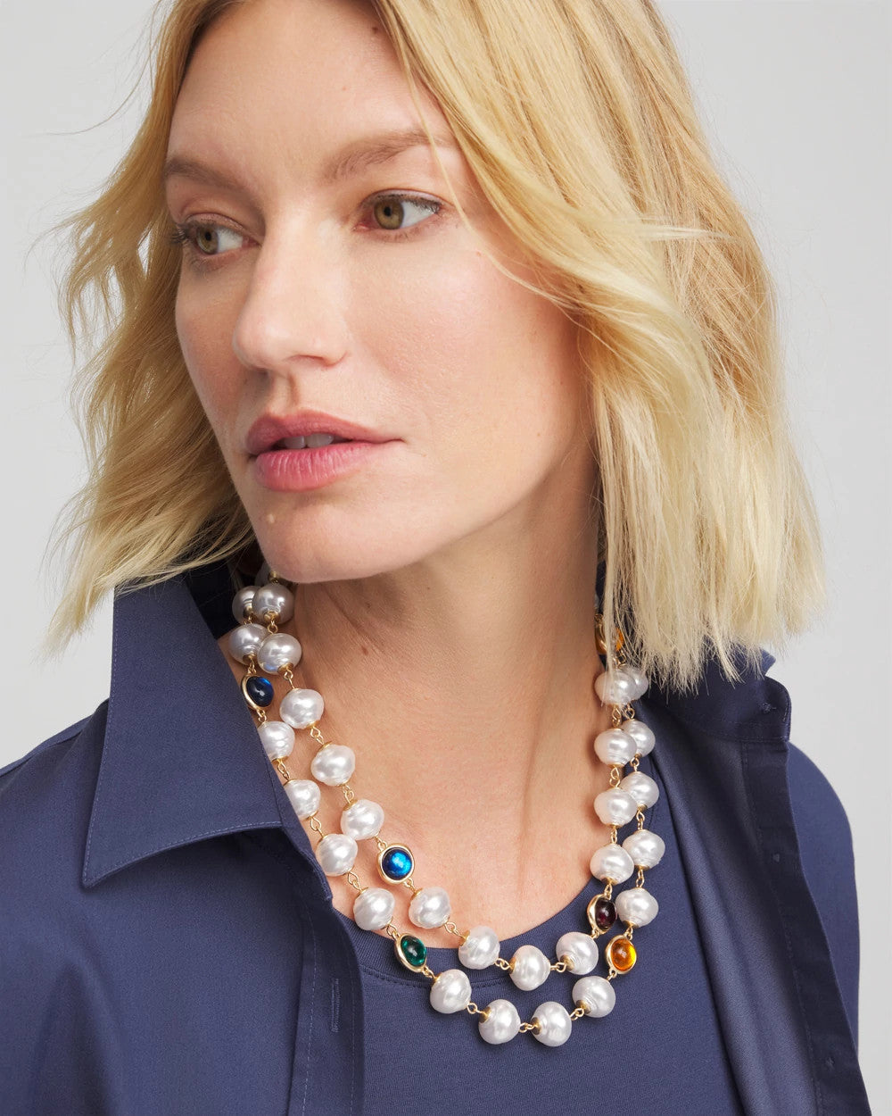 Chico's - Beaded Faux Pearl Single-Strand Necklace