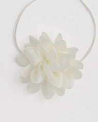 Chico's - White Flower Tie Choker Necklace