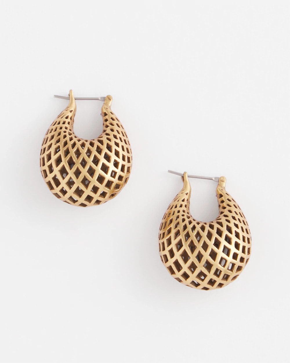 Chico's - Gold Lattice Puff Hoop Earrings