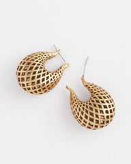 Chico's - Gold Lattice Puff Hoop Earrings
