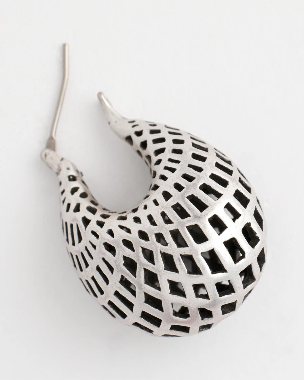 Chico's - Silver Lattice Puff Hoop Earrings