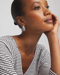 Chico's - Silver Lattice Puff Hoop Earrings