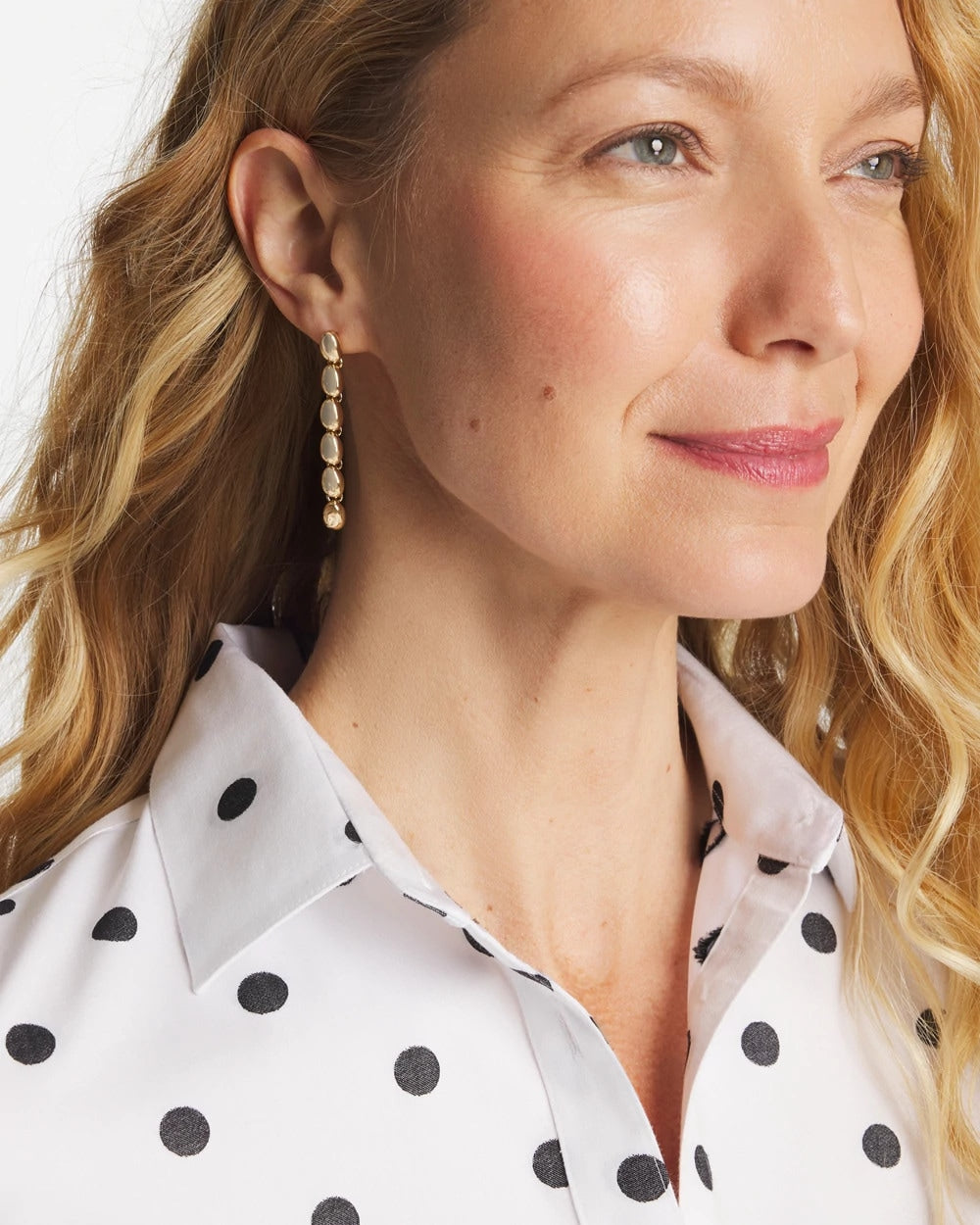 Chico's - Gold Linear Beaded Earrings