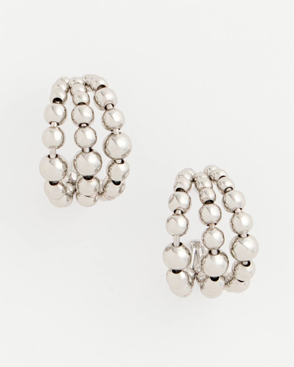 Chico's - Silver Beaded Mini Hoop Earrings