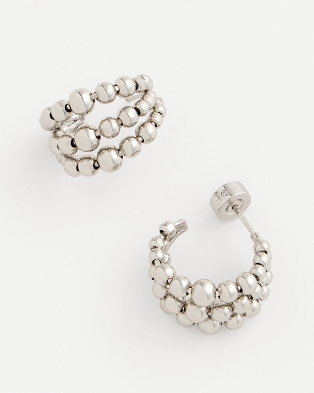 Chico's - Silver Beaded Mini Hoop Earrings