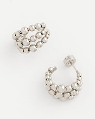 Chico's - Silver Beaded Mini Hoop Earrings