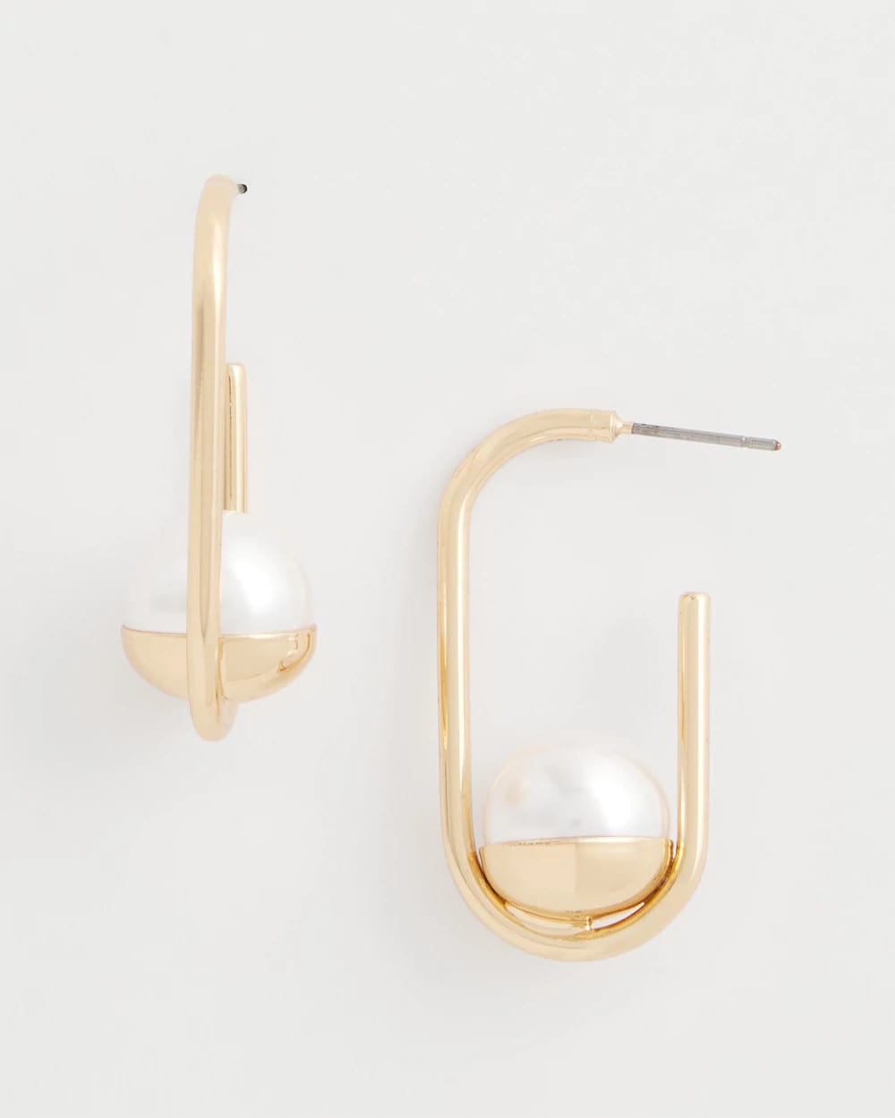 Chico's - Pearl Gold Hoop Earrings