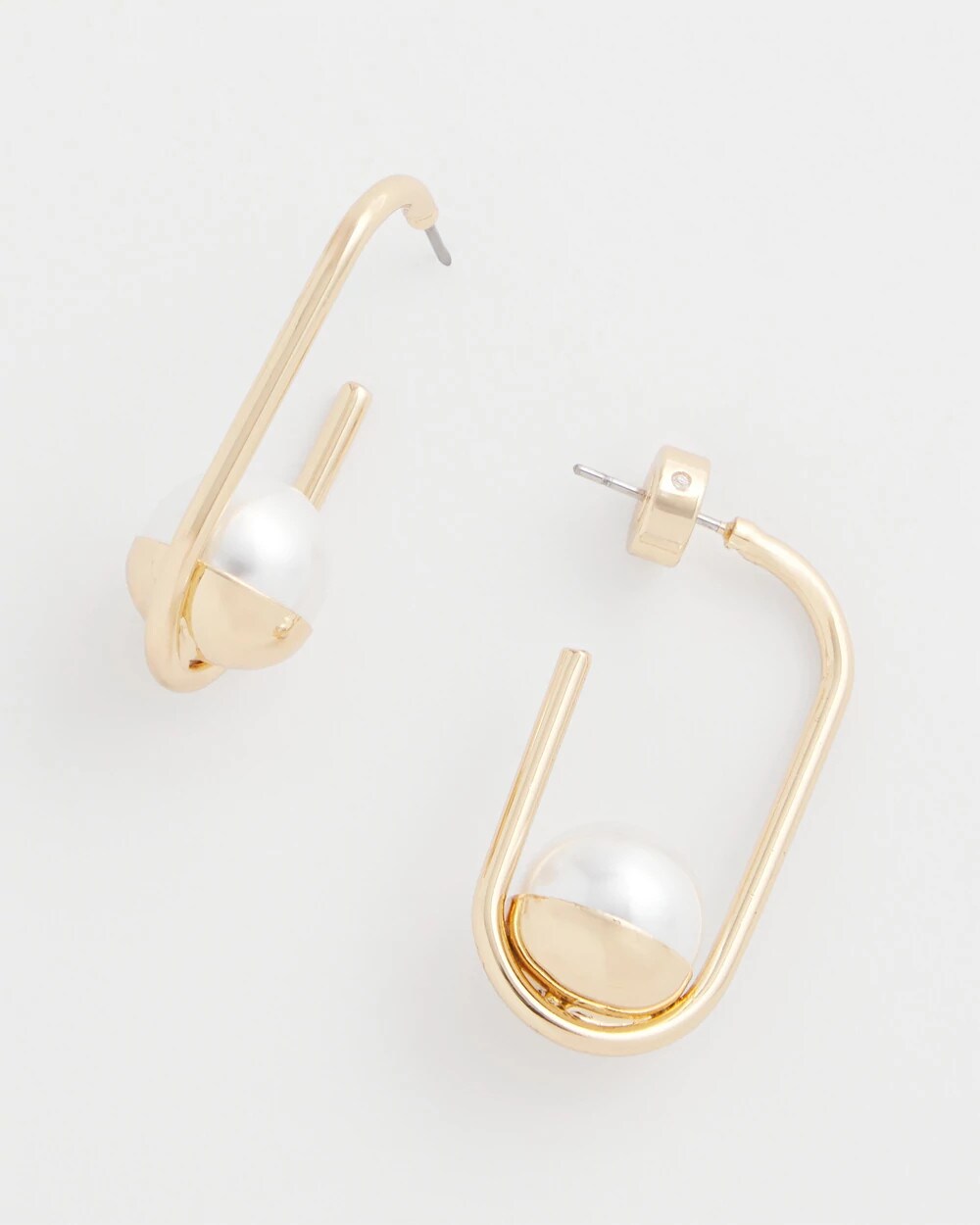 Chico's - Pearl Gold Hoop Earrings