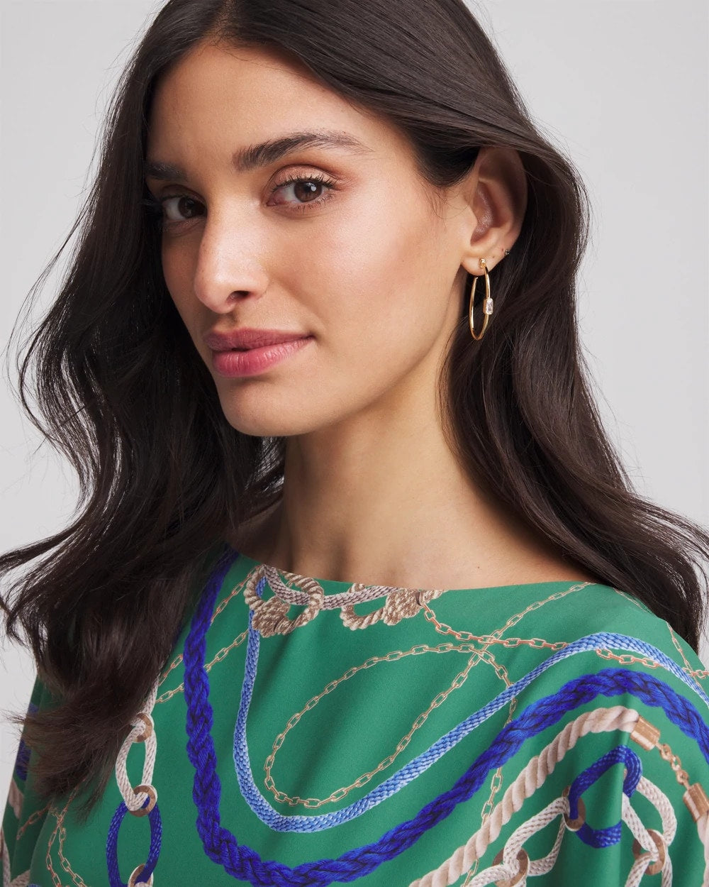 Chico's - Gold Oval Hoop Earrings