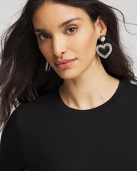 Chico's - Black Beaded Heart Drop Earrings