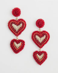 Chico's - Red Beaded Heart Drop Earrings