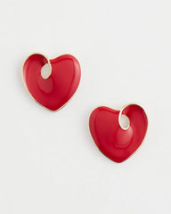 Chico's - Red Enamel Heart Stud Earrings