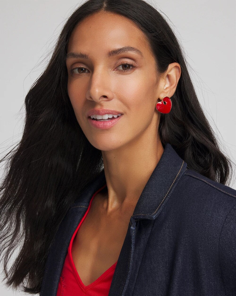 Chico's - Red Enamel Heart Stud Earrings