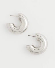 Chico's - Silver Puff Hoop Earrings