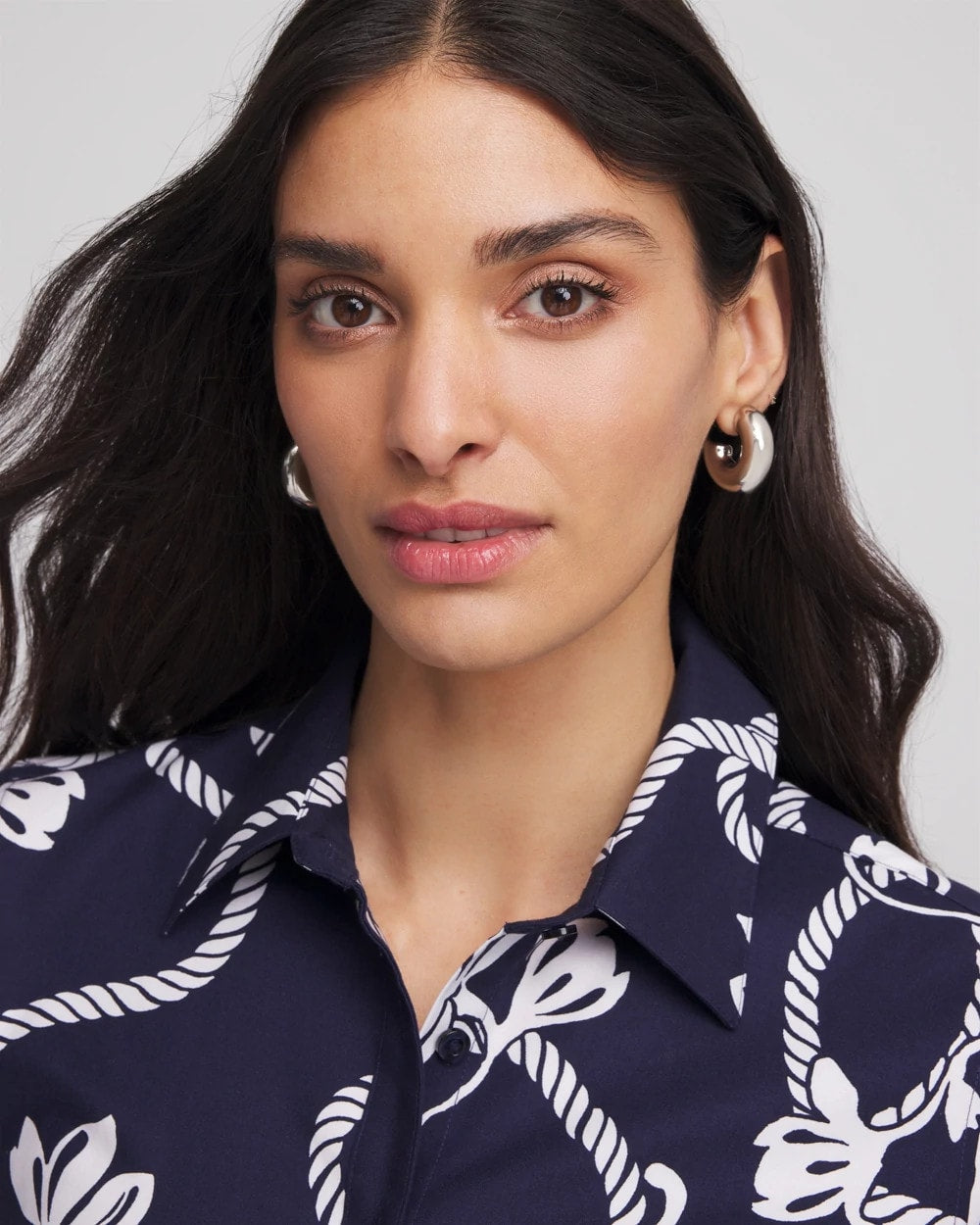 Chico's - Silver Puff Hoop Earrings