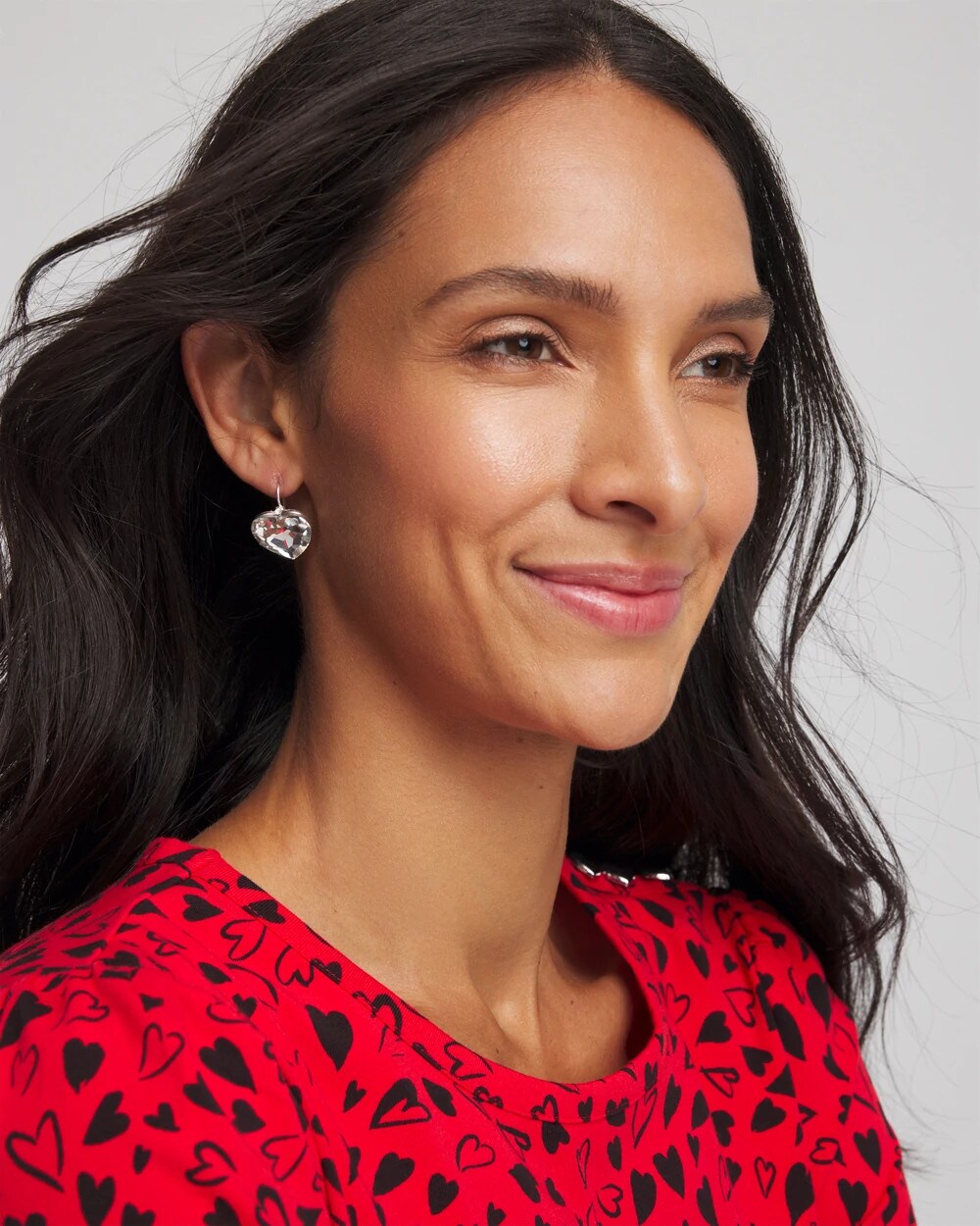 Chico's - Crystal Heart Gem Drop Earrings