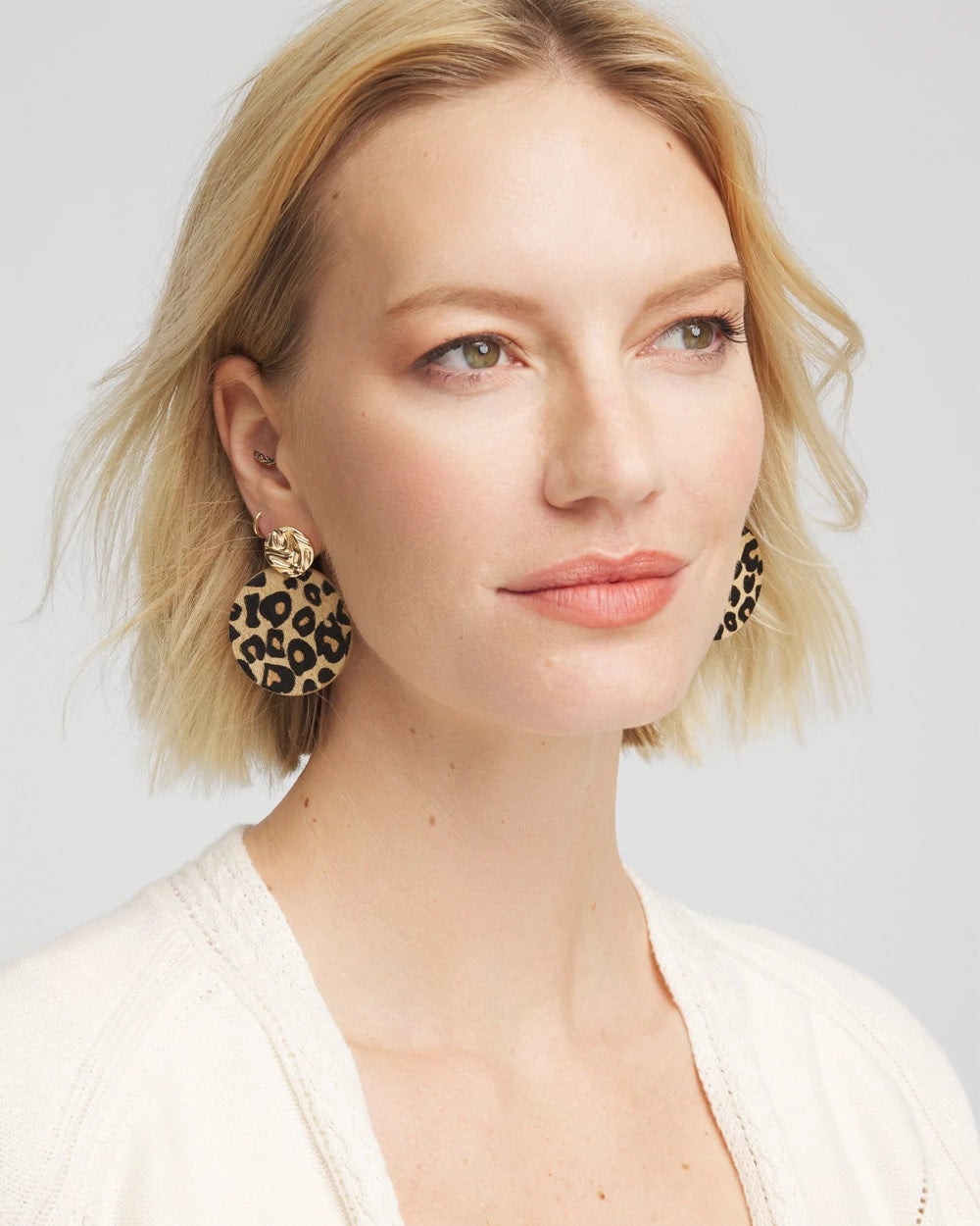 Chico's - Round Haircalf Earrings