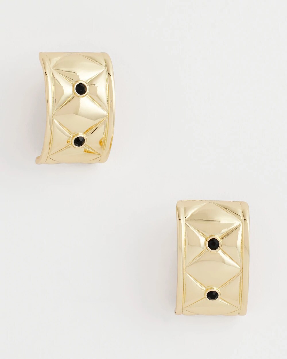 Chico's - Black & Gold Quilted  Clip on Earrings