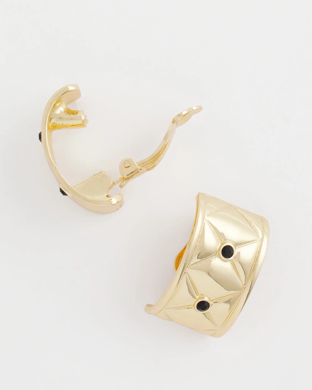 Chico's - Black & Gold Quilted  Clip on Earrings